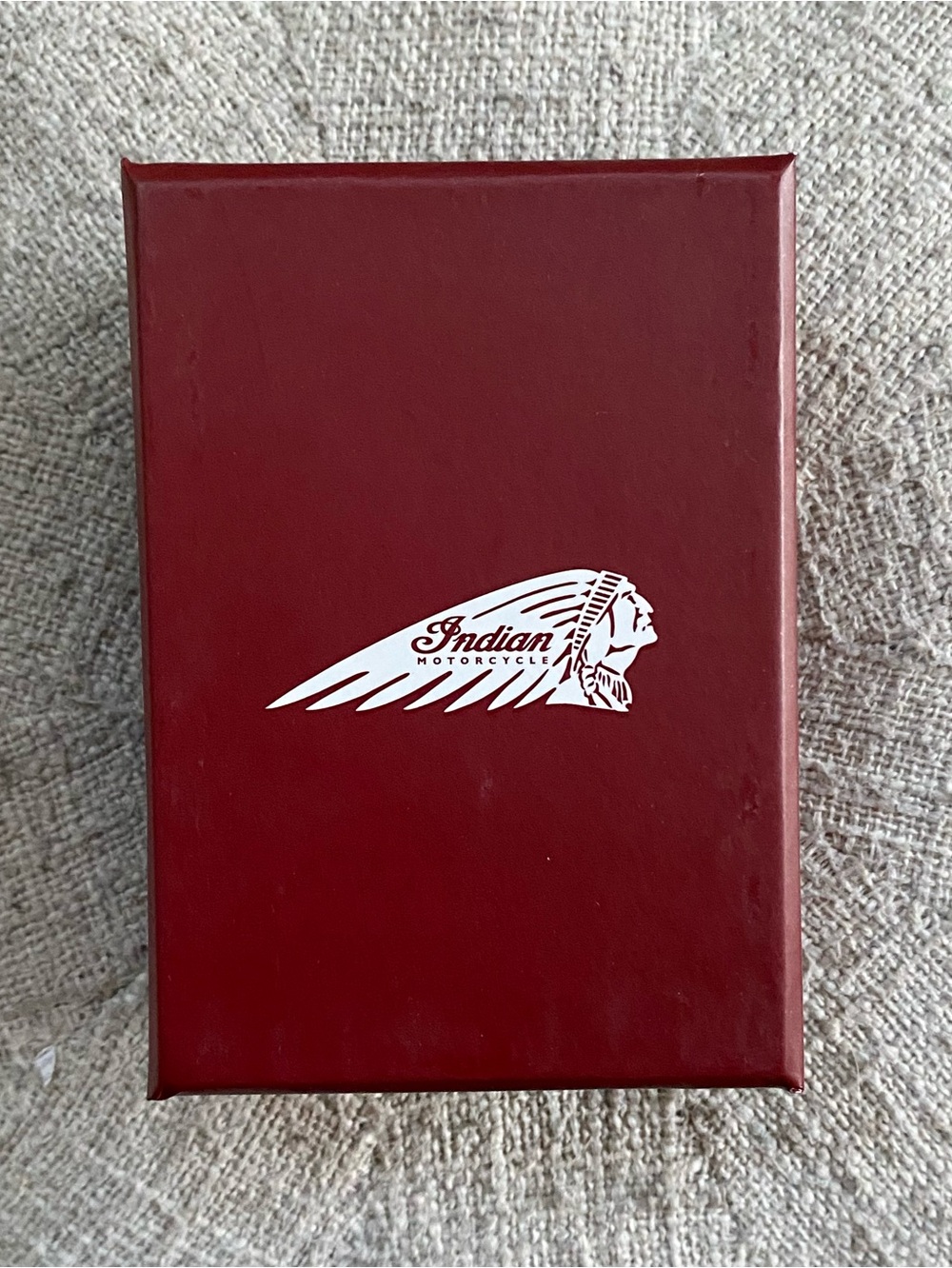 Indian Chieftain Motorcycle Product Box dark Red w White Logo Head